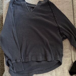 Aerie Dark Gray V-Neck Sweater